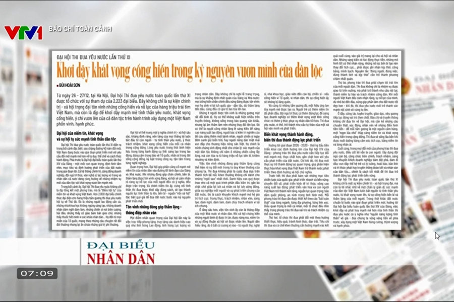 Báo chí toàn cảnh VTV1: Khơi dậy khát vọng cống hiến trong kỷ nguyên vươn mình của dân tộc