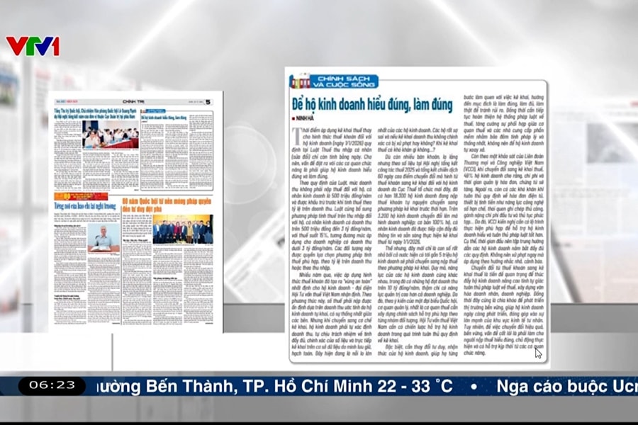 Điểm báo VTV1: Để hộ kinh doanh hiểu đúng, làm đúng
