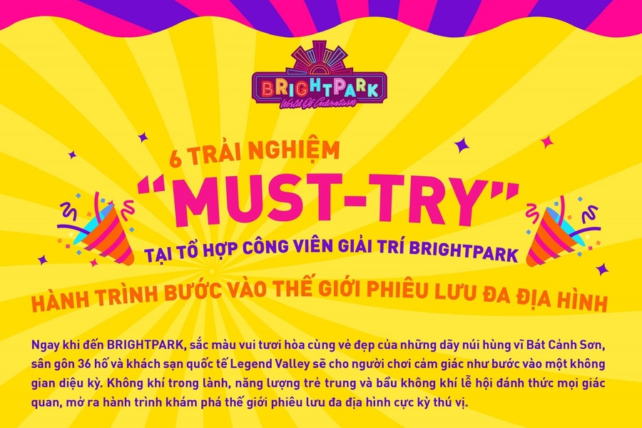 6 trải nghiệm "nhất định phải thử" tại Tổ hợp Công viên giải trí Bright Park