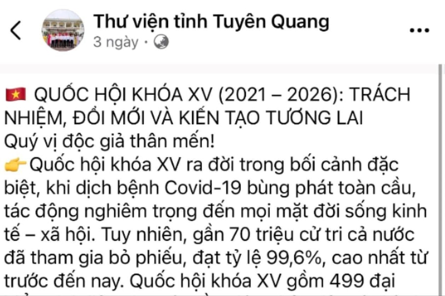 Thư viện tỉnh Tuyên Quang lan tỏa lịch sử, dấu ấn Quốc hội Việt Nam