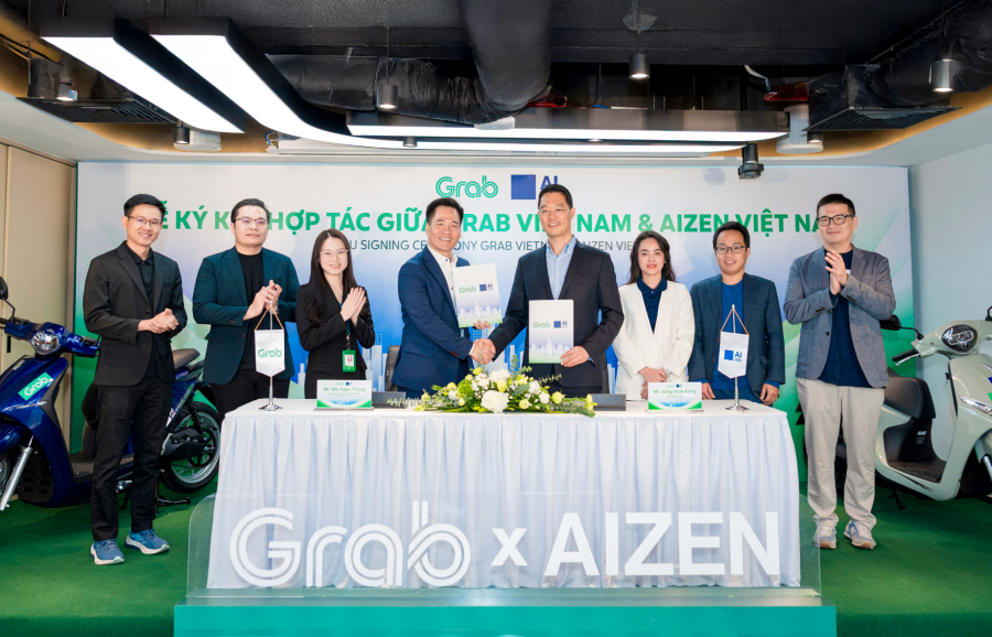 Grab Việt Nam hợp tác với AIZEN Việt Nam mang đến giải pháp thuê xe máy điện cho đối tác tài xế Grab