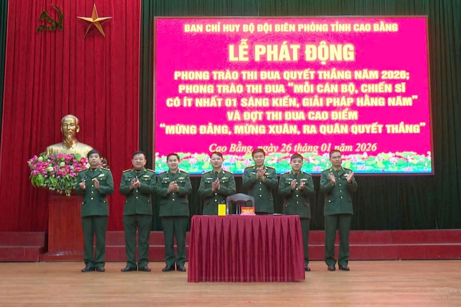 Bộ đội Biên phòng tỉnh Cao Bằng tổ chức sinh hoạt chính trị, quán triệt nhiệm vụ công tác Biên phòng năm 2026 và phát động các phong trào thi đua