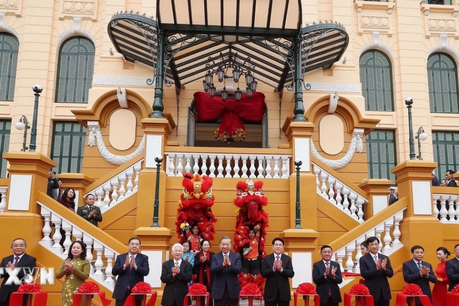 Tổng Bí thư Tô Lâm, Chủ tịch nước Lương Cường dự khánh thành công trình Trụ sở làm việc Cơ quan Chủ tịch nước