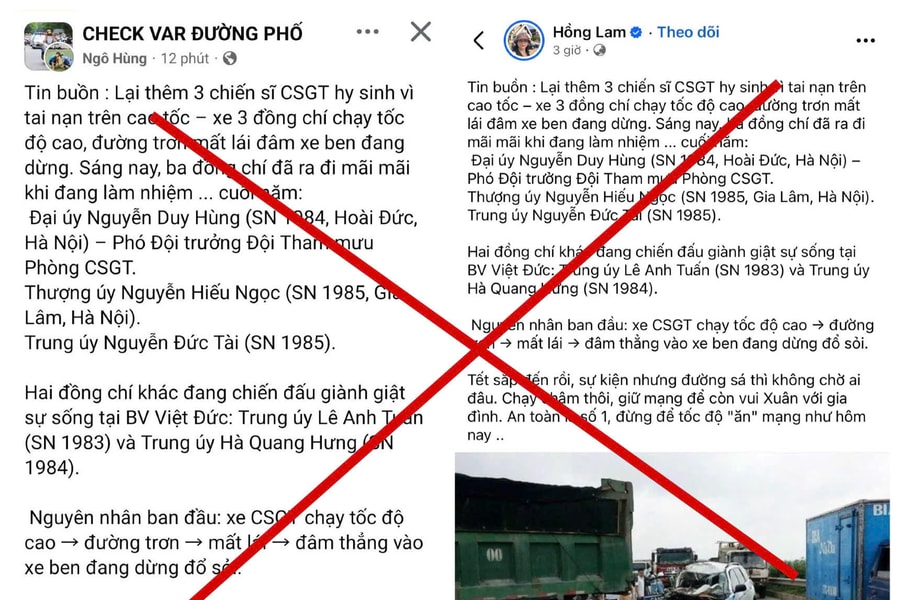 Công an Hà Nội bác bỏ thông tin "thêm 3 chiến sĩ CSGT hy sinh trên cao tốc"