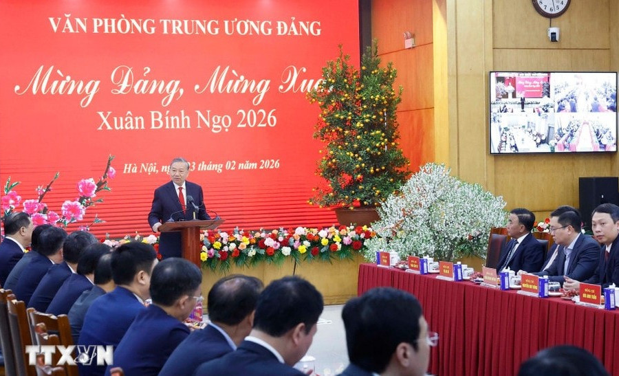 Tổng Bí thư Tô Lâm gặp mặt, chúc Tết Văn phòng Trung ương Đảng