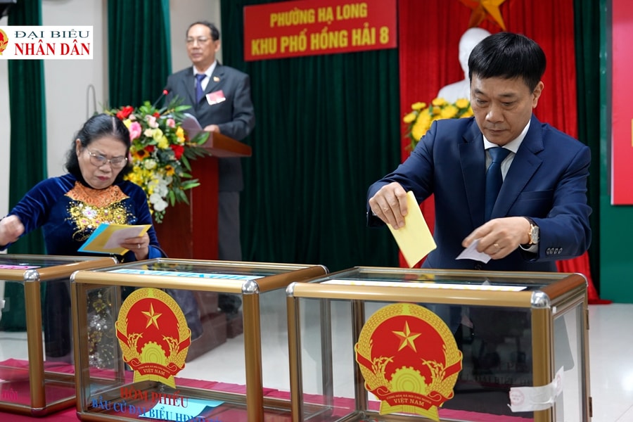 Phó Chủ tịch Quốc hội Vũ Hồng Thanh bỏ phiếu tại phường Hạ Long