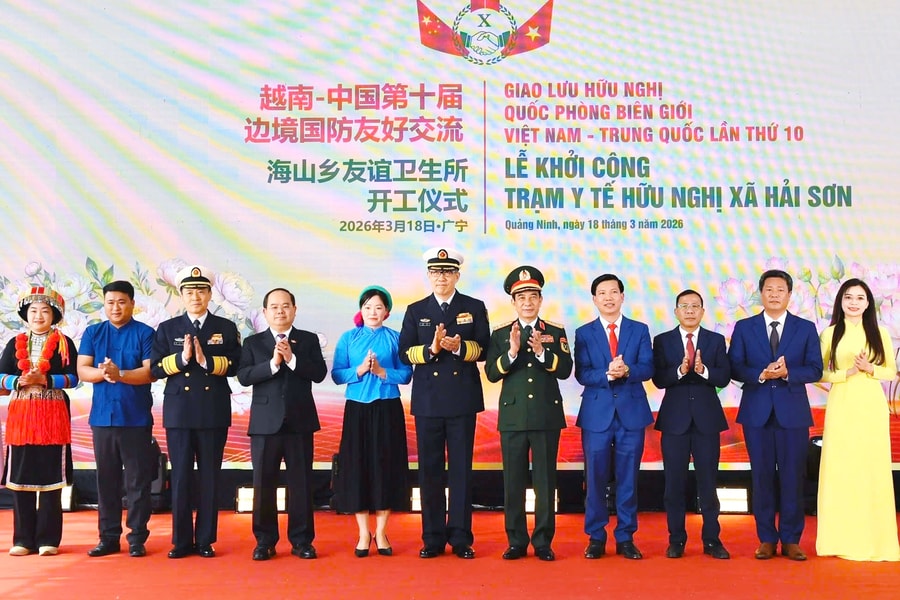 Bộ trưởng Bộ Quốc phòng Việt Nam và Bộ trưởng Bộ Quốc phòng Trung Quốc dự lễ khởi công Trạm Y tế hữu nghị xã Hải Sơn, tỉnh Quảng Ninh