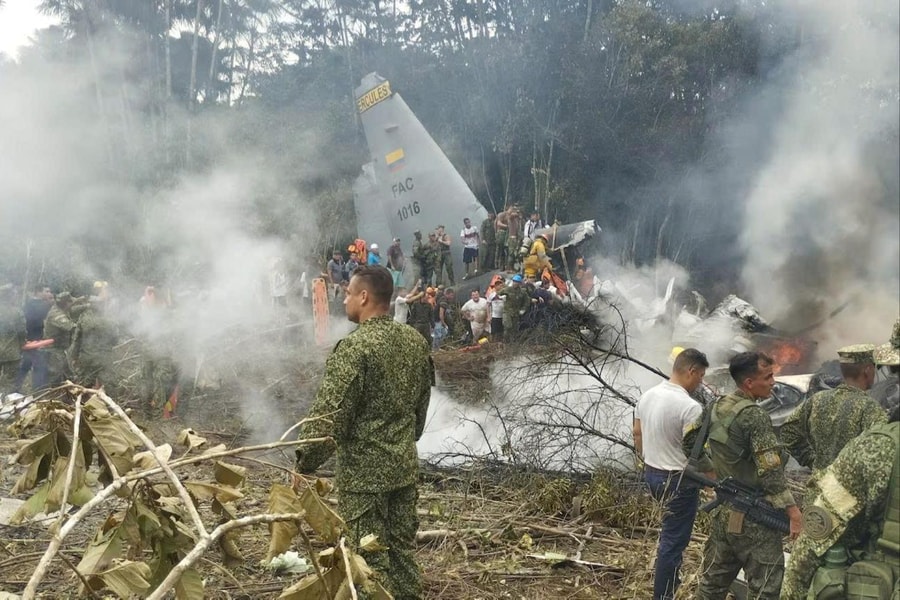 Rơi máy bay quân sự Colombia: Số người thiệt mạng tăng gấp đôi lên 66 người