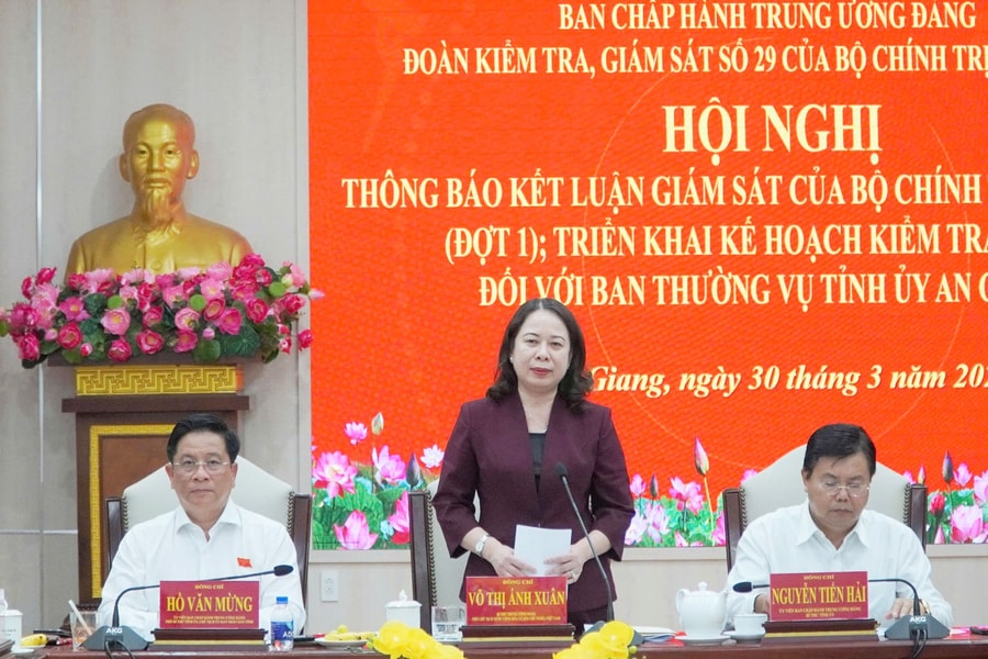 Đoàn kiểm tra số 29 của Bộ Chính trị, Ban Bí thư làm việc với Ban Thường vụ Tỉnh ủy An Giang​