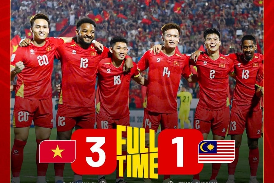 Thắng Malaysia 3-1, đội tuyển Việt Nam trở lại top 100 thế giới