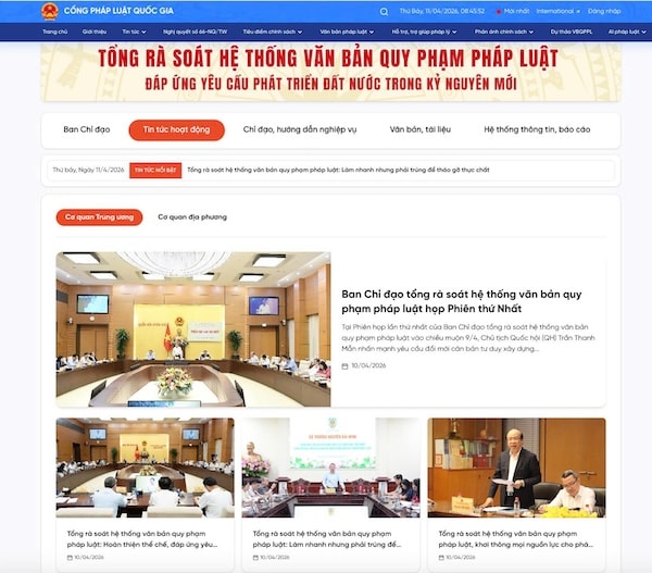 Khai trương chuyên mục "Tổng rà soát văn bản quy phạm pháp luật" trên Cổng Pháp luật quốc gia