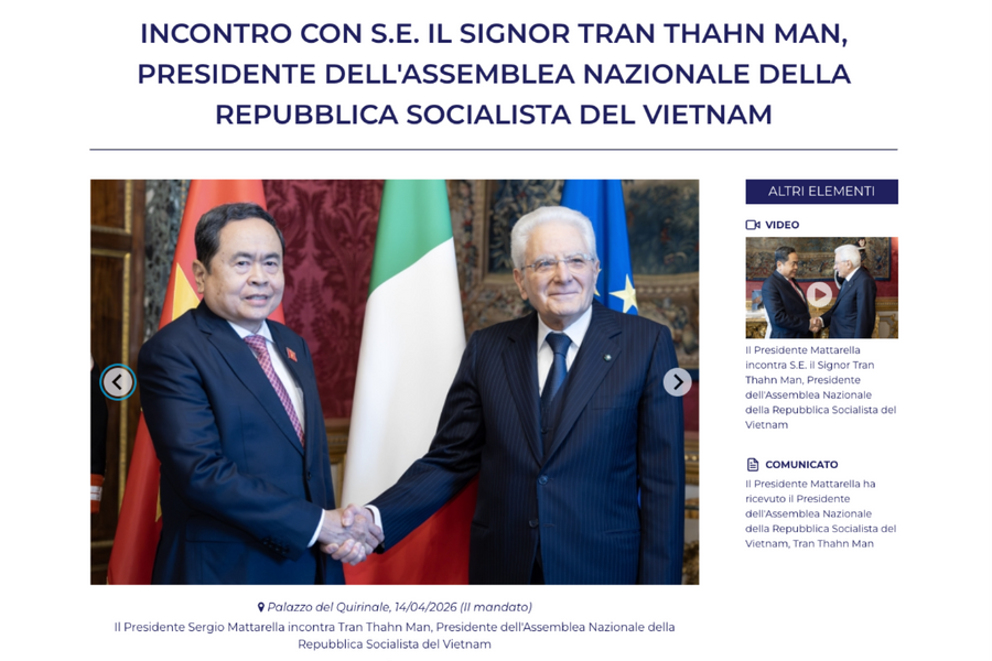 Truyền thông Italy dành sự chú ý đặc biệt về chuyến thăm của Chủ tịch Quốc hội Trần Thanh Mẫn