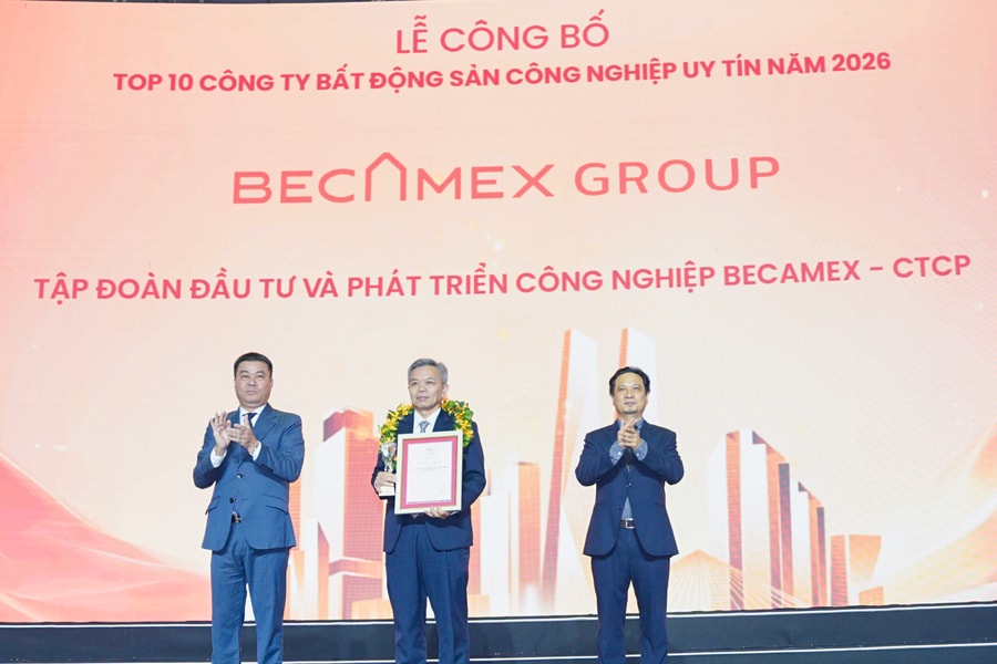 Becamex 6 năm liên tiếp đứng đầu danh sách Top 10 Công ty bất động sản công nghiệp uy tín