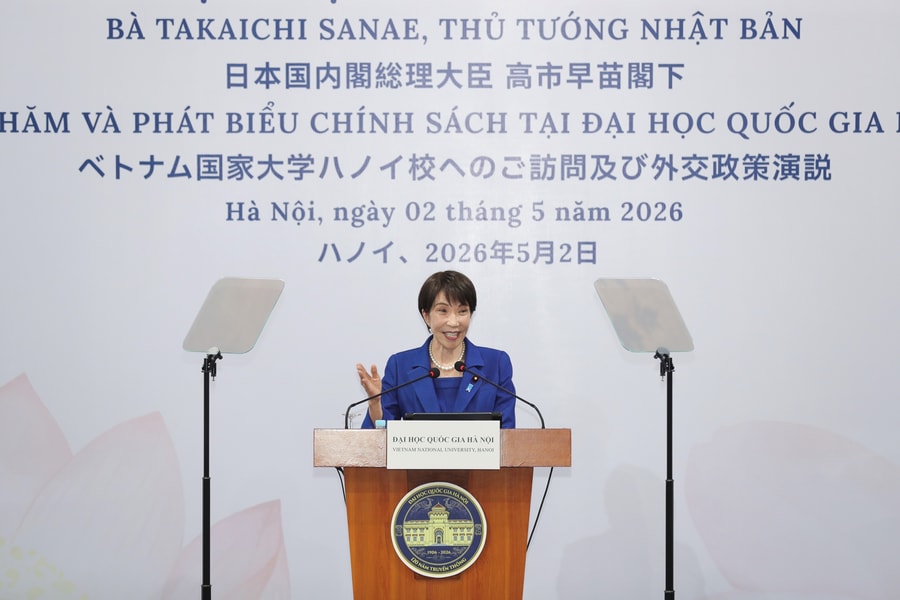 Thủ tướng Nhật Bản Takaichi Sanae phát biểu chính sách đối ngoại tại Đại học Quốc gia Hà Nội
