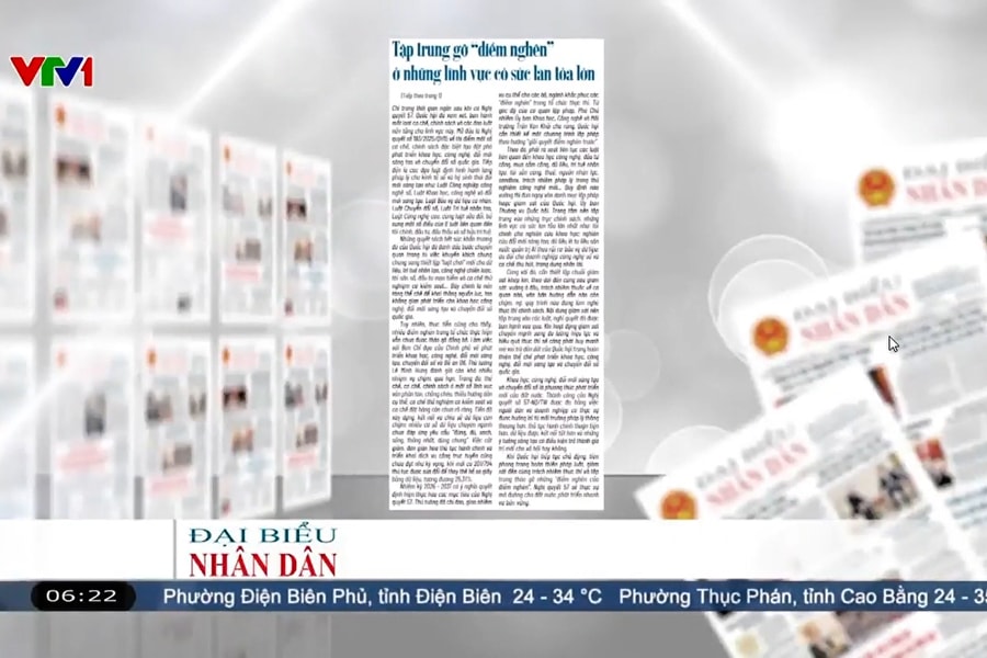 Điểm báo VTV1: Tập trung gỡ "điểm nghẽn" ở những lĩnh vực có sức lan tỏa lớn