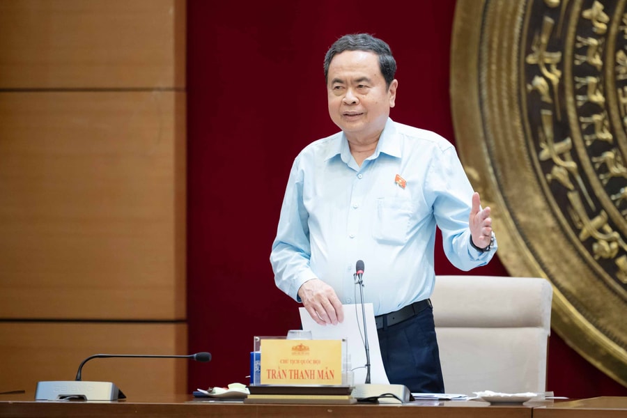 Chủ tịch Quốc hội Trần Thanh Mẫn làm việc với Thường trực Ủy ban Quốc phòng, An ninh và Đối ngoại