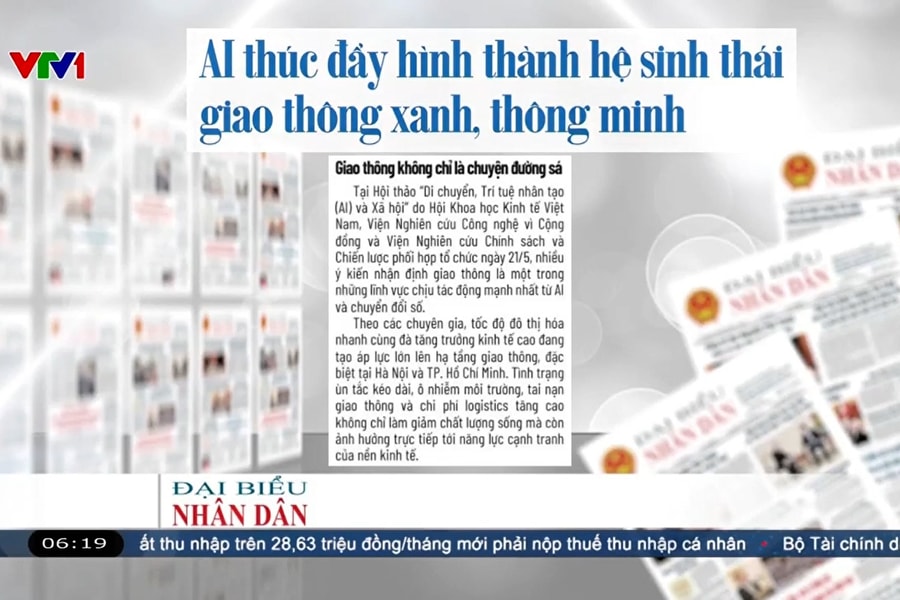 Điểm báo VTV1: AI thúc đẩy hình thành hệ sinh thái giao thông xanh, thông minh