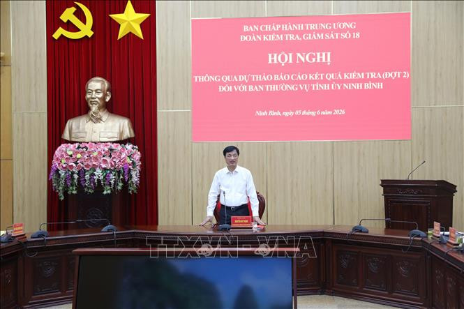 Đoàn kiểm tra, giám sát của Bộ Chính trị, Ban Bí thư làm việc với Tỉnh ủy Ninh Bình