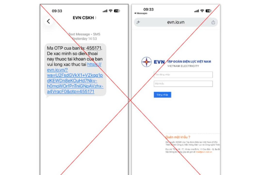 EVN cảnh báo thủ đoạn lừa đảo mới bằng tin nhắn OTP giả mạo