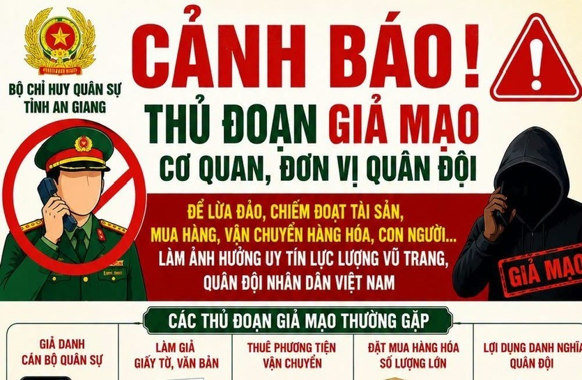 Bộ Chỉ huy Quân sự tỉnh An Giang cảnh báo tình trạng lừa đảo, chiếm đoạt tài sản