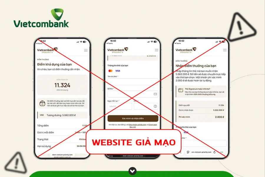 Vietcombank cảnh báo lừa đảo giả mạo tin nhắn SMS thông báo điểm thưởng hết hạn