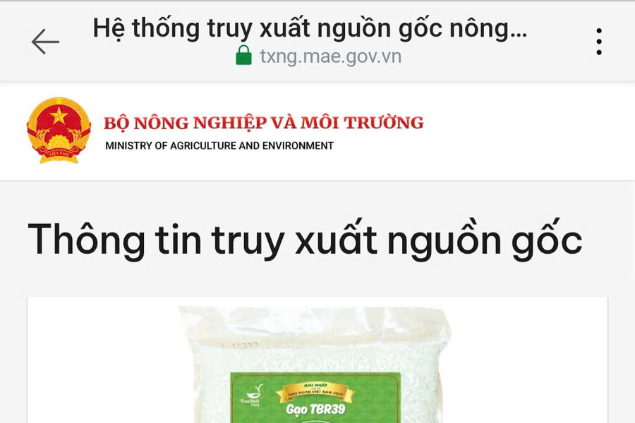 Bộ Nông nghiệp và Môi trường công bố Hệ thống truy xuất nguồn gốc nông sản Việt Nam