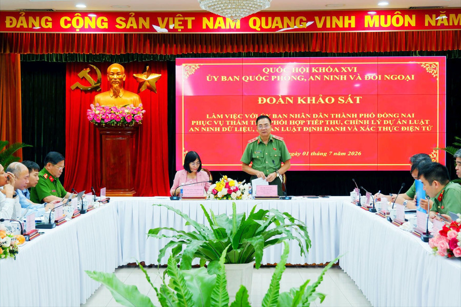 Đoàn khảo sát của Ủy ban Quốc phòng, An ninh và Đối ngoại làm việc với UBND TP. Đồng Nai