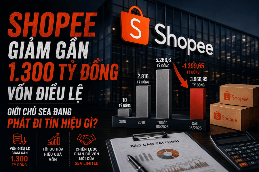 Vì sao Shopee rút gần 1.300 tỷ đồng vốn điều lệ giữa lúc vẫn dẫn đầu thị trường?