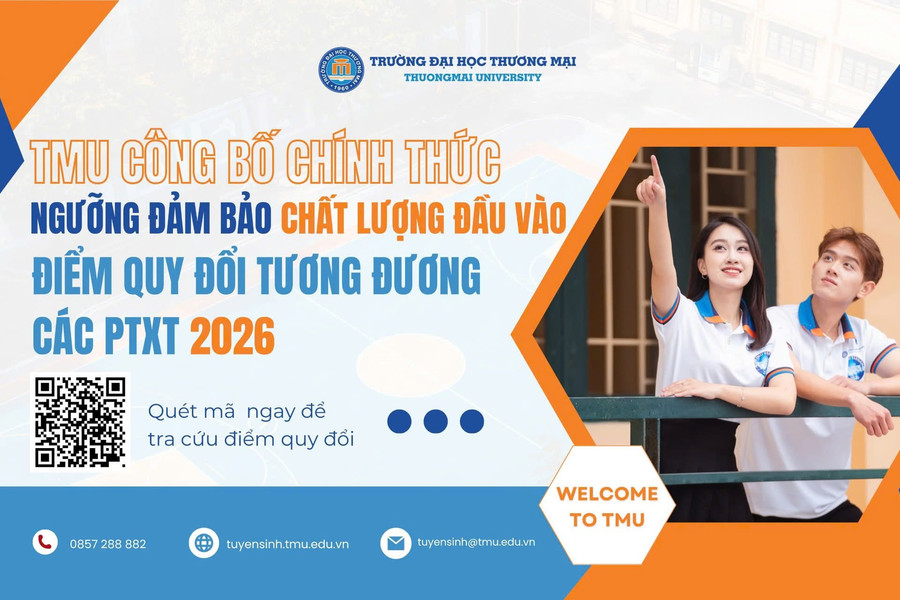 Ngưỡng điểm sàn xét tuyển vào Trường Đại học Thương mại năm 2026 từ 20 điểm trở lên