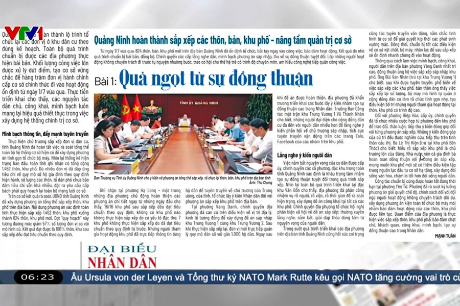 Điểm báo VTV1: Quả ngọt từ sự đồng thuận