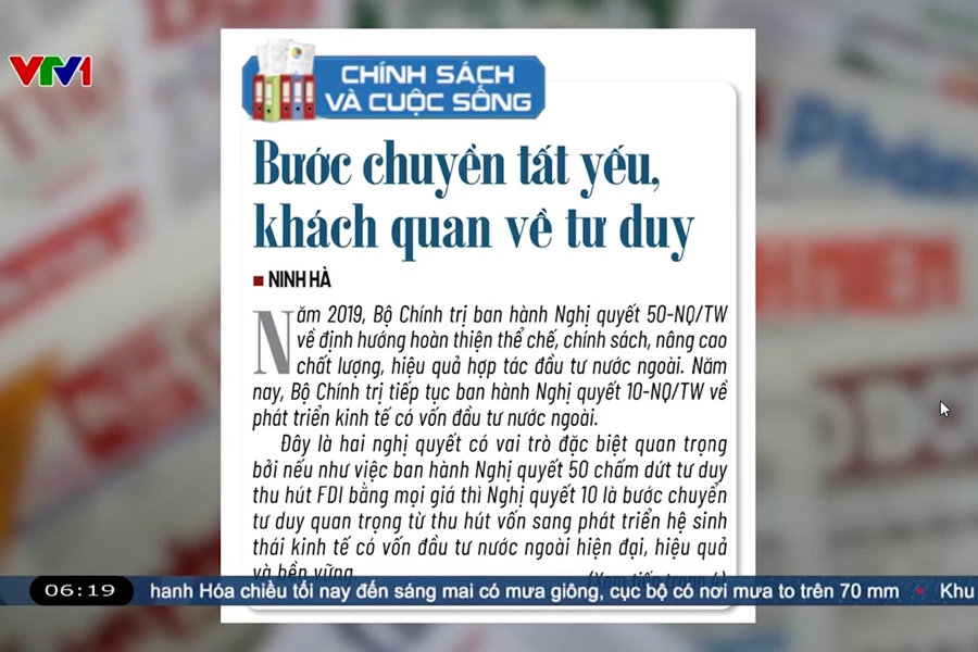 Điểm báo VTV1: Bước chuyển tất yếu, khách quan về tư duy