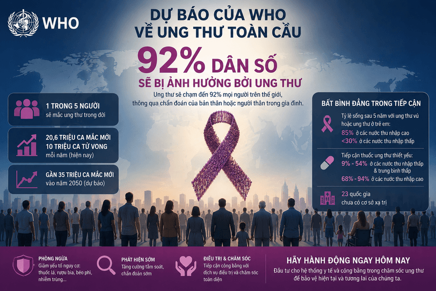 WHO cảnh báo ung thư sẽ ảnh hưởng tới 92% dân số thế giới