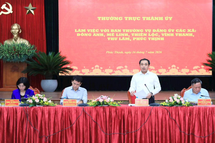 Thường trực Thành ủy Hà Nội làm việc với Ban Thường vụ Đảng ủy một số xã
