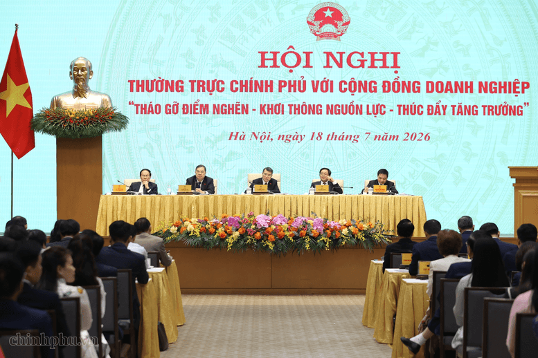 Kết luận của Thủ tướng Chính phủ tại Hội nghị Thường trực Chính phủ với cộng đồng doanh nghiệp với chủ đề "Tháo gỡ điểm nghẽn - Khơi thông nguồn lực - Thúc đẩy tăng trưởng"