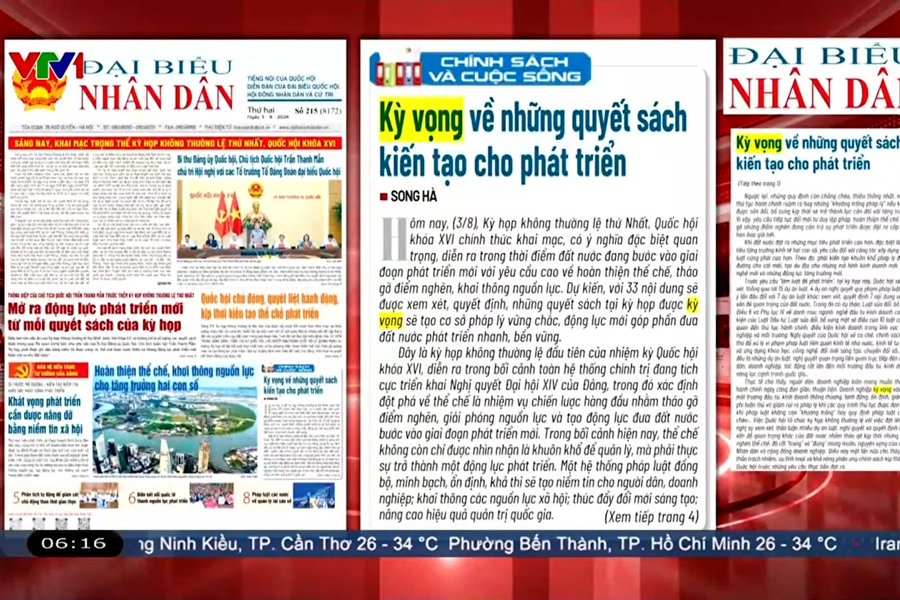 Điểm báo VTV1: Kỳ vọng về những quyết sách kiến tạo cho phát triển