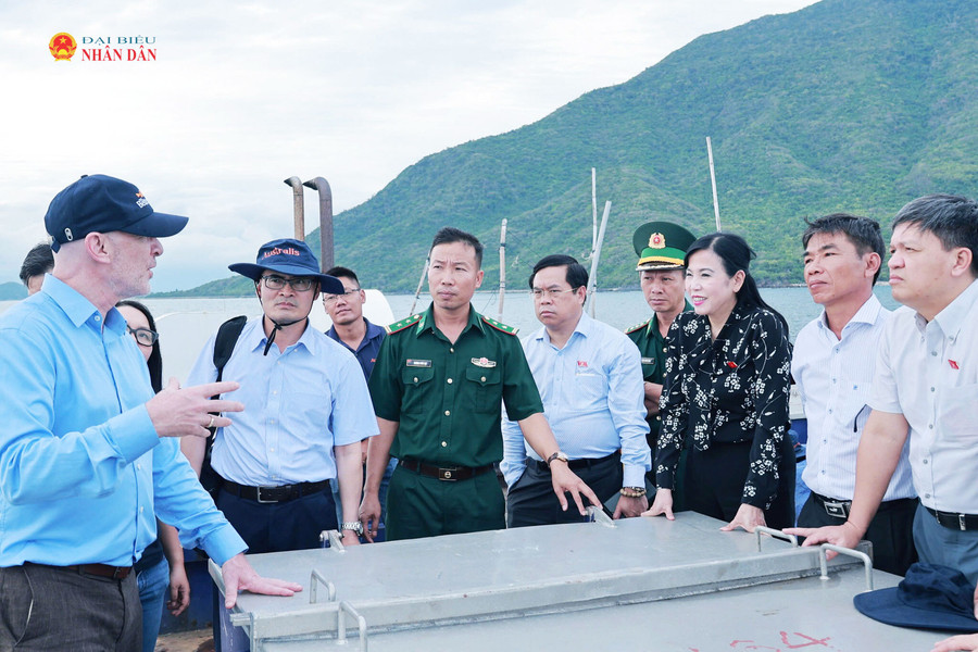 Ủy ban Khoa học, Công nghệ và Môi trường khảo sát mô hình nuôi biển công nghệ cao tại vịnh Vân Phong