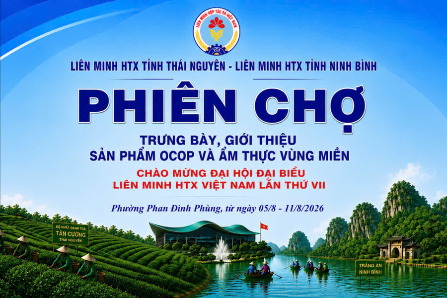 Phiên chợ Hợp tác xã tại Thái Nguyên thúc đẩy liên kết sản xuất và tiêu thụ nông sản bền vững