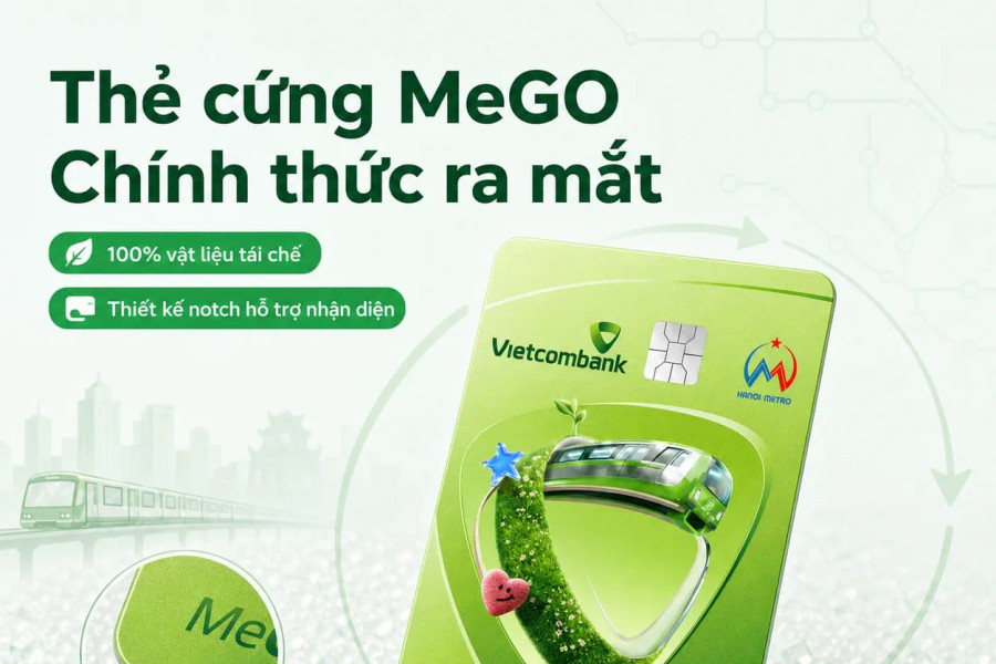 Vietcombank ra mắt thẻ vật lý MeGO làm từ 100% vật liệu tái chế