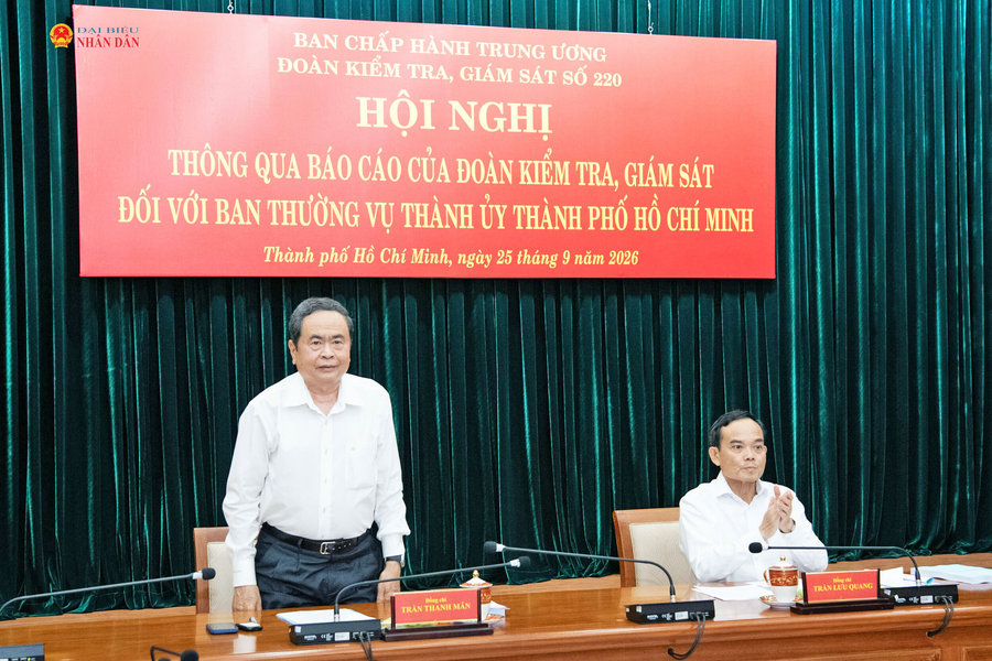 Chủ tịch Quốc hội Trần Thanh Mẫn chủ trì Hội nghị thông qua dự thảo Báo cáo kiểm tra, giám sát đối với Ban Thường vụ Thành ủy Thành phố Hồ Chí Minh