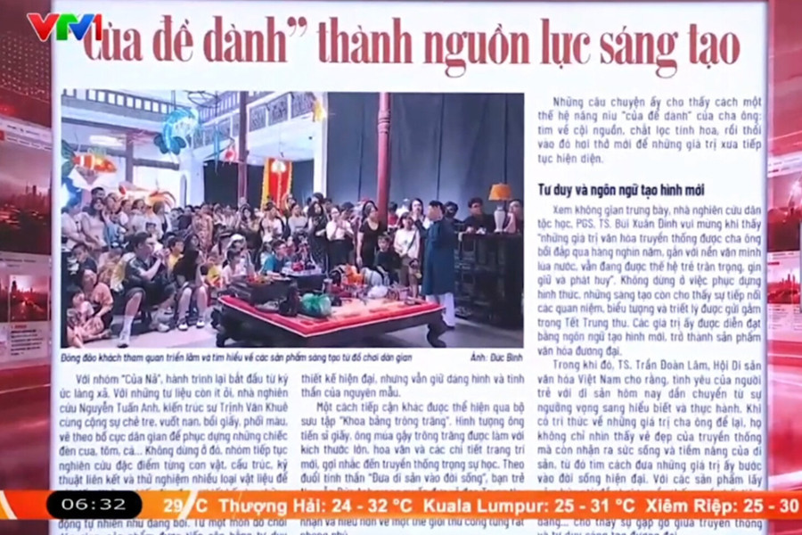 Điểm báo VTV1: “Của để dành” thành nguồn lực sáng tạo