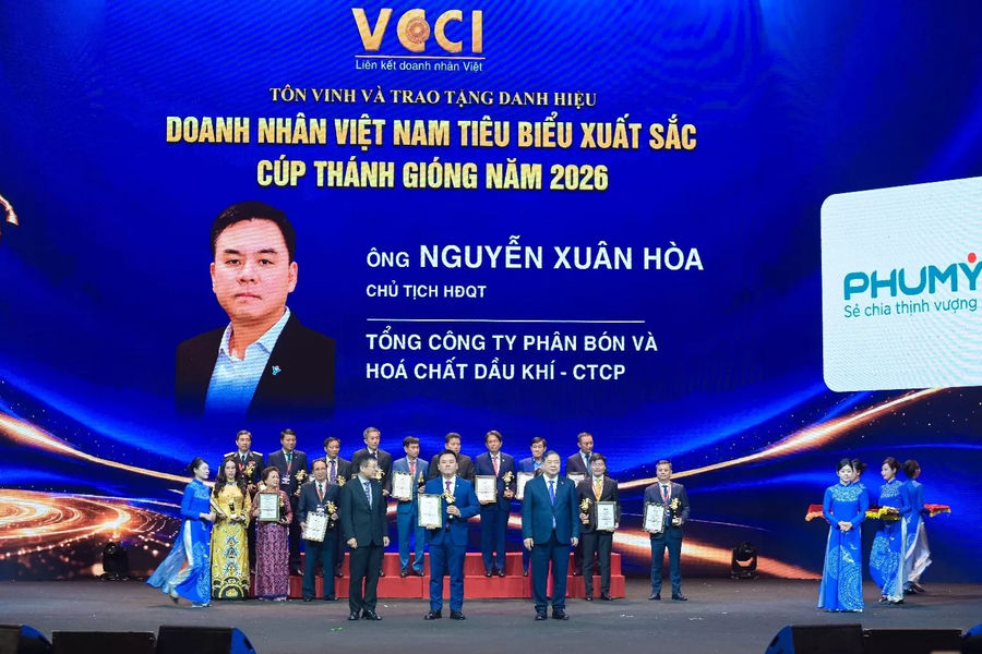 Chủ tịch HĐQT PVFCCo - Phú Mỹ được vinh danh Doanh nhân tiêu biểu xuất sắc năm 2026