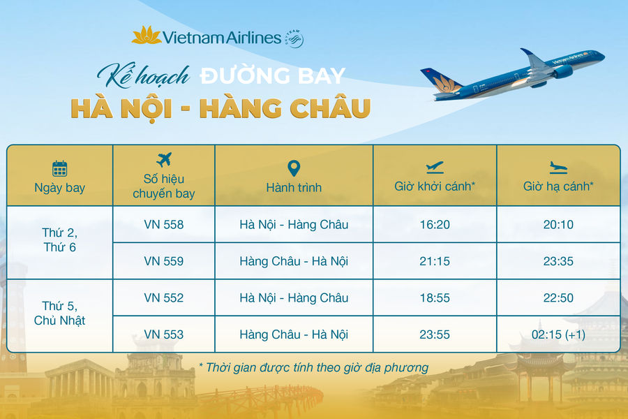 Vietnam Airlines mở đường bay thẳng từ Hà Nội đến “thiên đường hạ giới” Hàng Châu